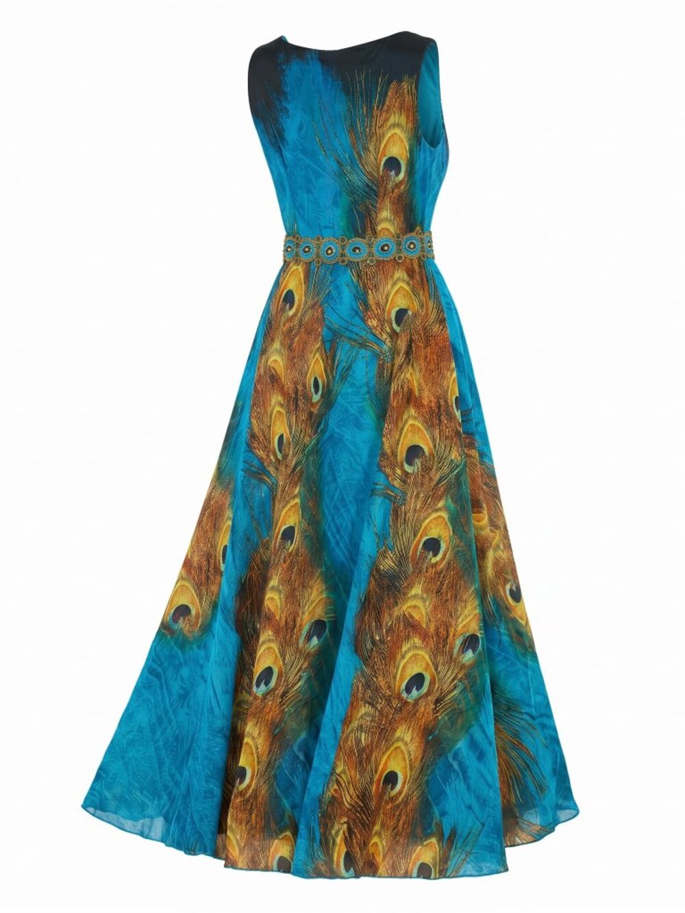 WantDo Turquoise Blue Peacock Summer Dress - Picture 2 of 11